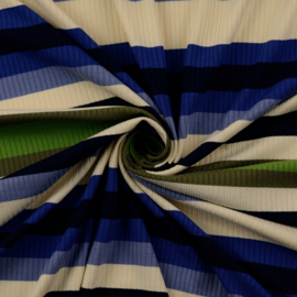 Rib Tricot - Stripe - Blue Green Beige