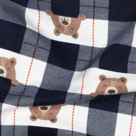 Katoen Flannel - Bear - Check - Dark Blue