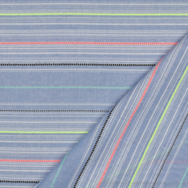 Katoen Yarn Dyed  - Stripes Neon  - Blue