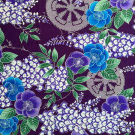 Japanese Cotton Floral Print - Fuji no Hana - Purple