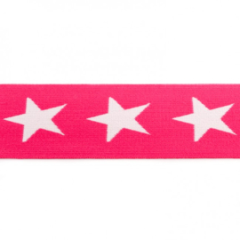 elastiek band- ster fuchsia/ 4 cm