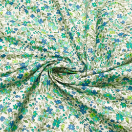 Katoen Print - Small flowers - Green