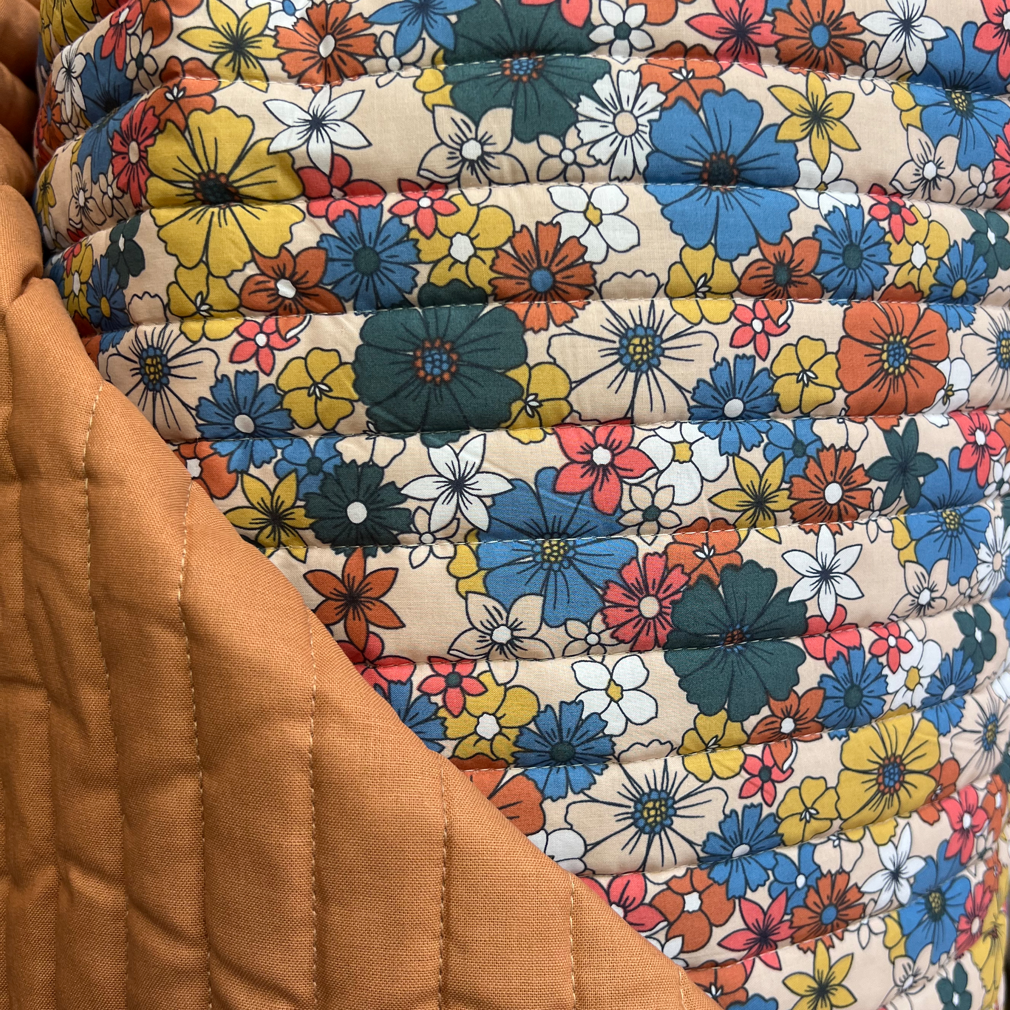 Stepped - Quilted - Flowers   - Double Sided -  Cappuccino*