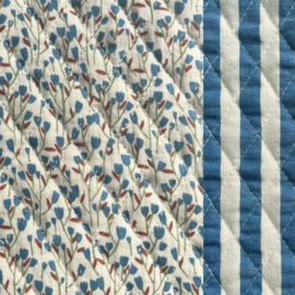 Stepped - Quilted   - Double Sided -  Blue Flowers Stripes