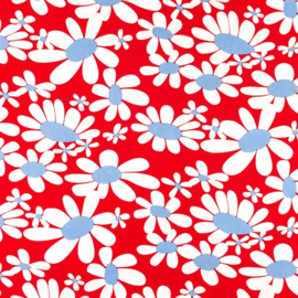 Katoen Poplin Print | Flowers Retro - Red