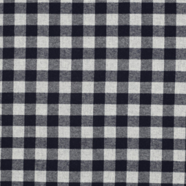 Verhees Katoen - Garengeverfd - Ruit M  - Flannel - Marine