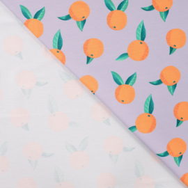 French Terry - Print -  Oranges - Lavender