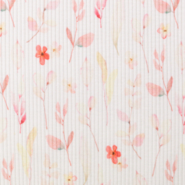 Swafing Ribbeltricot - Mia - Watercolour Flowers Peach