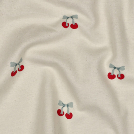 Katoen Flanelle  - Cherries    - Ecru