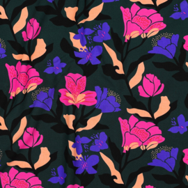 Nerida Hansen - Lenzing Ecovero - Amira Floral  - Dark Green