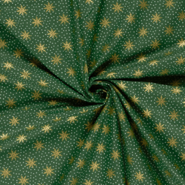 Katoen Print Kerst -  Christmas Star  - Green