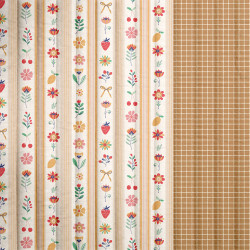 Stepped - Quilted - Small Flowers  in a Row  - Double Sided -  Caramel