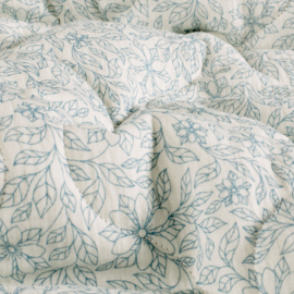 Stepped - Quilted - Flowers    - Double Sided -  Blue