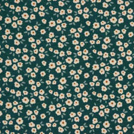 Verhees Textiles - Rib Jersey - Small Flowers - Petrol