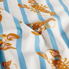 Katoen Poplin Print - Lobster - Stripes
