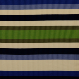 Rib Tricot - Stripe - Blue Green Beige