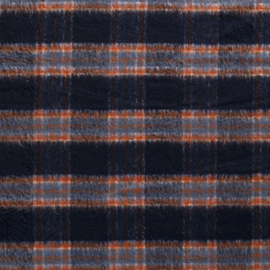 Wool Mixed Brushed - Check - Dark Blue