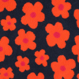 Verhees Textiles - Teddy - Flowers   - Navy Coral