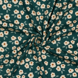 Verhees Textiles - Rib Jersey - Small Flowers - Petrol