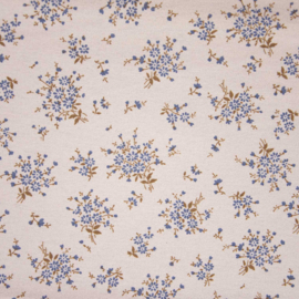 Katia Fabrics - Flannel Katoen - Small Blue Flowers - Naturel