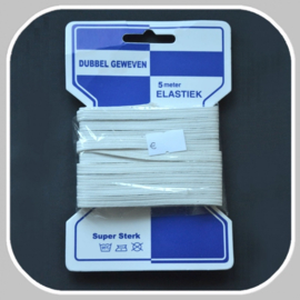 kaart elastiek wit/ dubbel geweven -5mm
