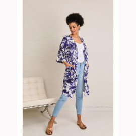 Atelier Jupe -  Viscose met Grafische Print   - White  Blue