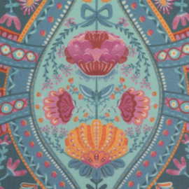 Swafing - Boho Velvet by Bienvenido Colorido - Geometric Flower - Acqua