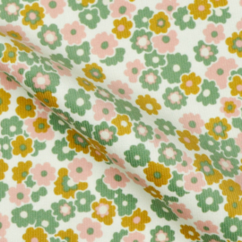 Verhees Textiles - Babycord - Small Flower - Off White