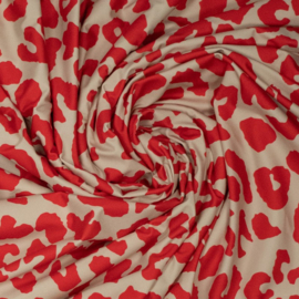 Lycra Yoga - Leopard   - Ecru Red