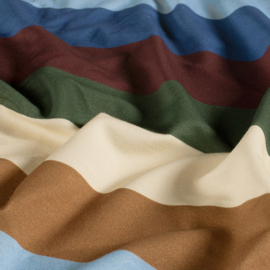 French Terry - Stripes - Green Blue Sand