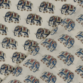 katoen Print - Voile - Batik -  Elephant   - Ecru