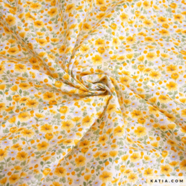 Katia Fabrics - Poplin Katoen - Flowers Yellow