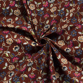 Katoen  Viscose Slub - Batik Print - Wine