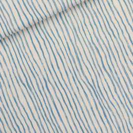 See You at Six - French Terry - Wiggly Verticals  - Papyrus Creme