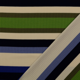 Rib Tricot - Stripe - Blue Green Beige