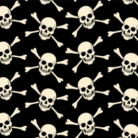 Katoen Print | Swafing -  Skull   - Black - Off White