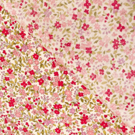 Katoen Print - Small flowers - Pink