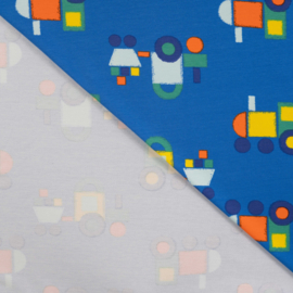 French Terry - Print - Tractor  - Blue