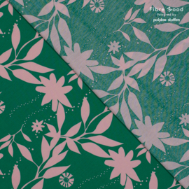 Fibremood 20 - - Katoen Print Flower - Groen - Pink