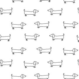 Tricot Print - Verhees Textiles - Cool Dog - White