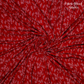 Fibremood - Woven Viscose Borken Crepe Leafs -  Red - Elodie