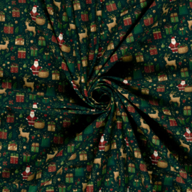 Katoen Print Kerst -  Santa - Navy