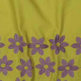 Verhees Textiles - Cotton Embroidery - 1 side Border - Green Purple