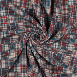 Verhees Textiles - Double Gauze Checks - Double Sided -  Blue Patchwork