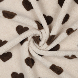 Teddy  - Hearts - Ecru Brown