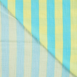 Double Gauze - Fancy Stripes - Aqua Lime