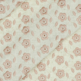 Verhees Textiles -  Linnen Viscose Embroidery - Flowers - Rose