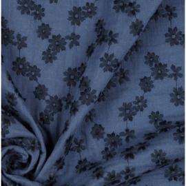 Verhees Textiles - Double Gauze Embroidery - Indigo