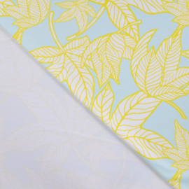 French Terry - Print - Leaves - Baby Blue