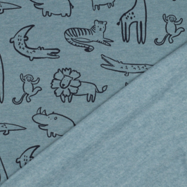 Sweat Melange - Safari Animals - Blue